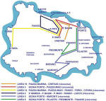 Isola d'Ischia. Percorso bus di linea EAV